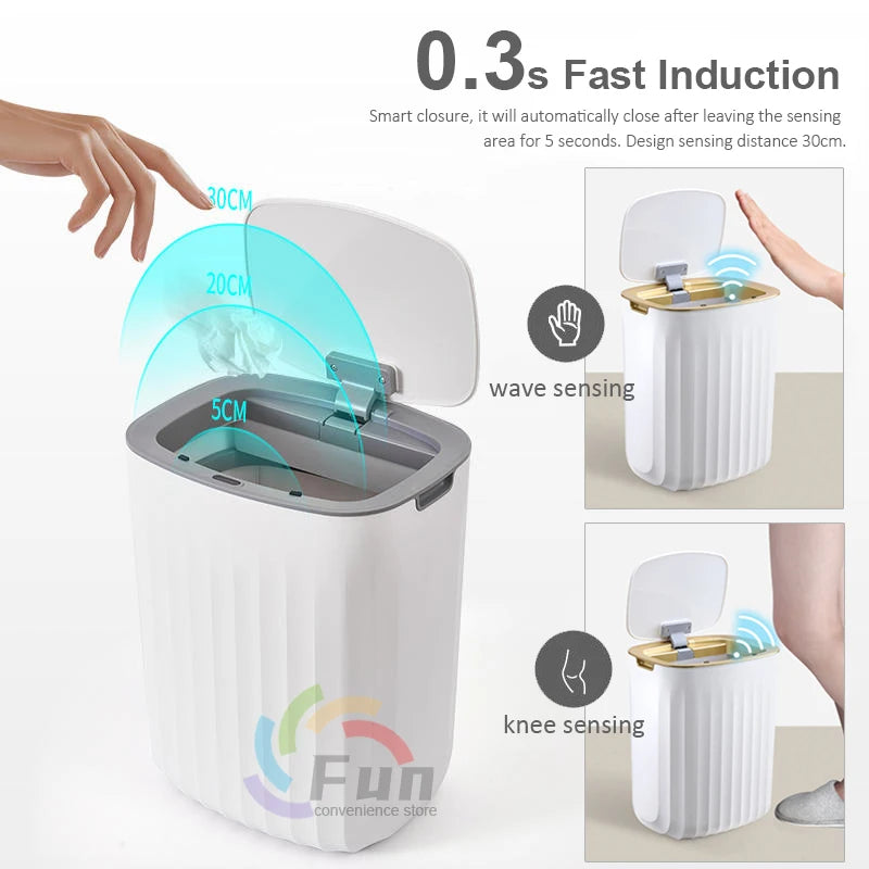 Automatic Sensor Trash Can Toilet Kitchen Dumpster Smart Bathroom Household Waterproof Induction Garbage Bin Bucket Wastebasket